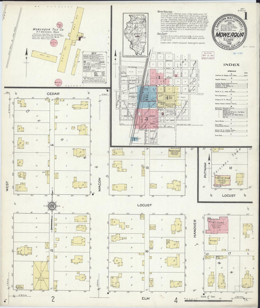 Sanborn Fire Insurance Map from Moweaqua, Shelby County, Illinois (1914), Sheet #0001 - Complete Map Set gallery image, historic Sanborn map, vintage wall art, Illinois Illinois