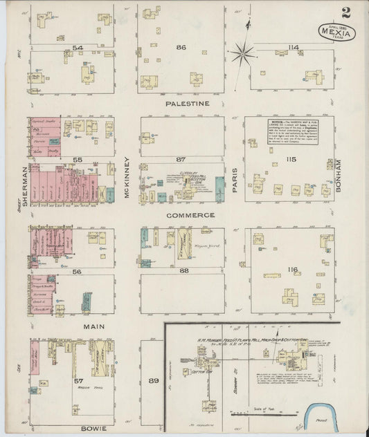 Sanborn Fire Insurance Map from Mexia, Limestone County, Texas (1885), Sheet #0002 - Historic Sanborn Fire Insurance Map Print, vintage old map wall art, antique decor, genealogy gift, Texas Texas map