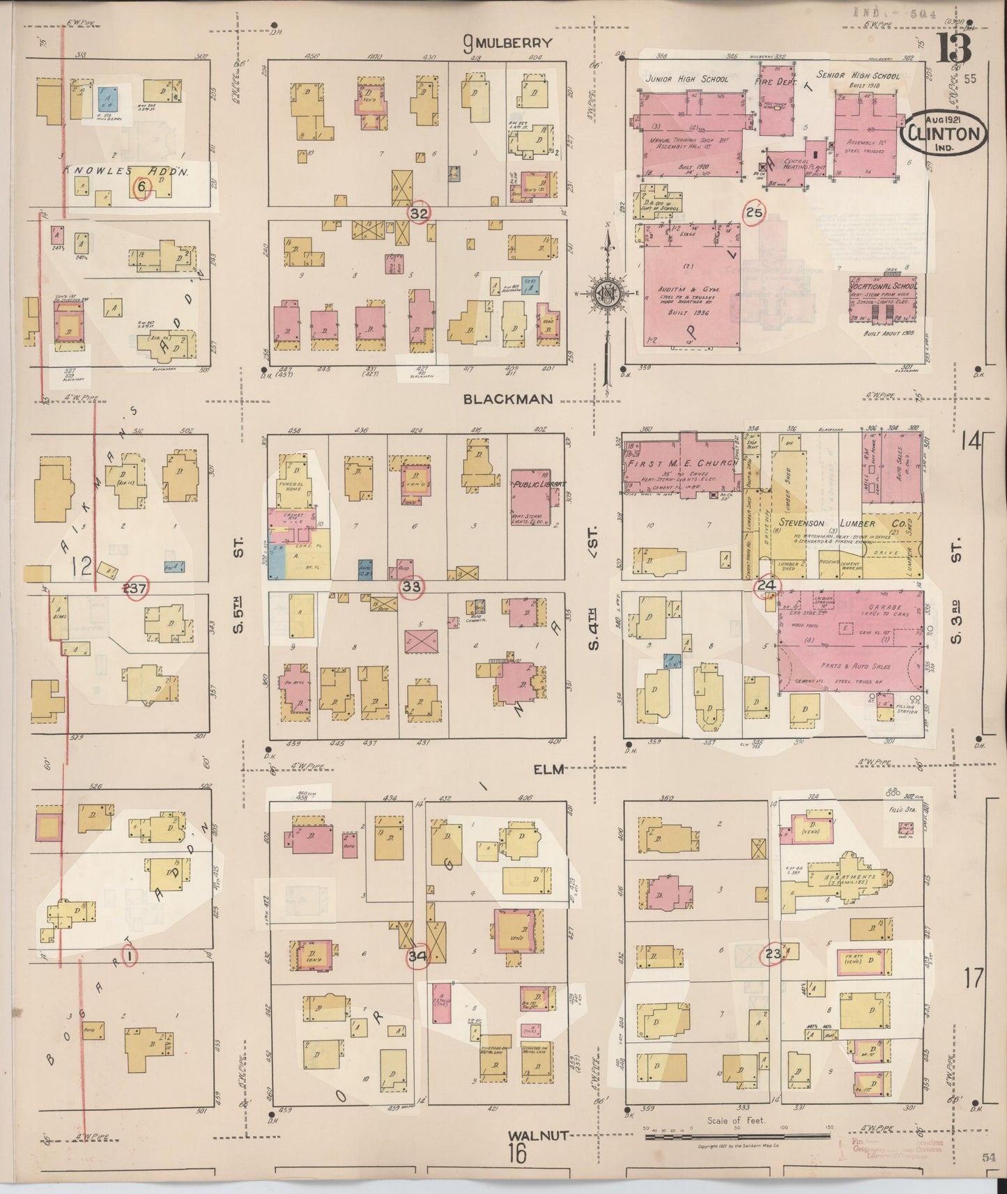 Sanborn Fire Insurance Map from Clinton, Vermillion County, Indiana (1947), Sheet #0013 - Complete Map Set gallery image, historic Sanborn map, vintage wall art, Indiana Indiana