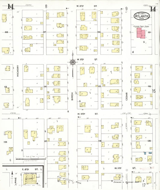 Sanborn Fire Insurance Map from Atlantic, Cass County, Iowa (1923), Sheet #0014 - Historic Sanborn Fire Insurance Map Print, vintage old map wall art
