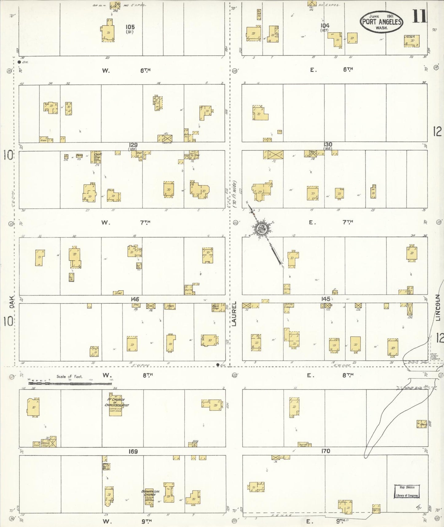 Sanborn Fire Insurance Map from Port Angeles, Clallam County, Washington (1911), Sheet #0011 - Complete Map Set gallery image, historic Sanborn map, vintage wall art, Washington Washington