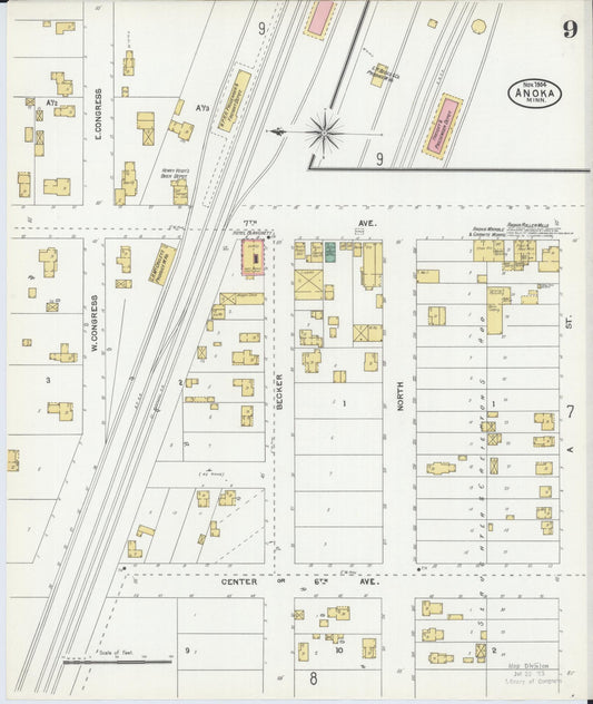 Sanborn Fire Insurance Map from Anoka, Anoka County, Minnesota (1904), Sheet #0009 - Historic Sanborn Fire Insurance Map Print, vintage old map wall art, antique decor, genealogy gift, Minnesota Minnesota map