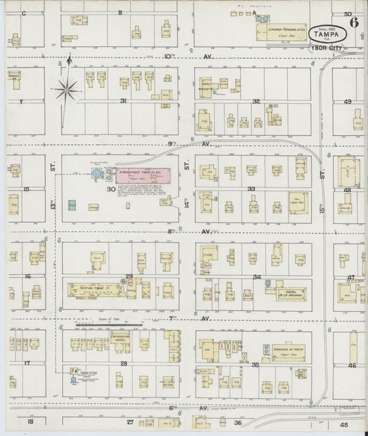 Sanborn Fire Insurance Map from Tampa, Hillsborough County, Florida (1889), Sheet #0006 - Historic Sanborn Fire Insurance Map Print, vintage old map wall art, antique decor, genealogy gift, Florida Florida map