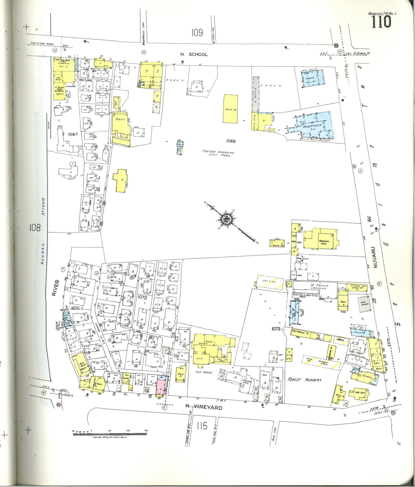 Sanborn Fire Insurance Map from Honolulu, Oahu County, Hawaii (1955), Sheet #0110 - Historic Sanborn Fire Insurance Map Print