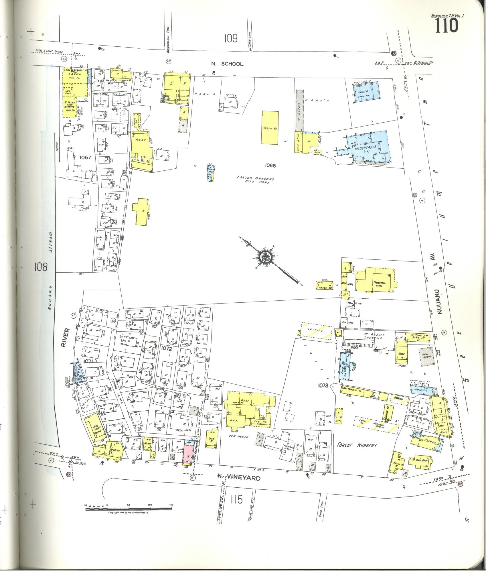 Sanborn Fire Insurance Map from Honolulu, Oahu County, Hawaii (1955), Sheet #0110 - Historic Sanborn Fire Insurance Map Print