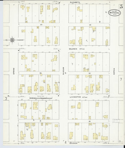 Sanborn Fire Insurance Map from Whitehall, Muskegon County, Michigan (1910), Sheet #0005 - Historic Sanborn Fire Insurance Map Print, vintage old map wall art, antique decor, genealogy gift, Michigan Michigan map