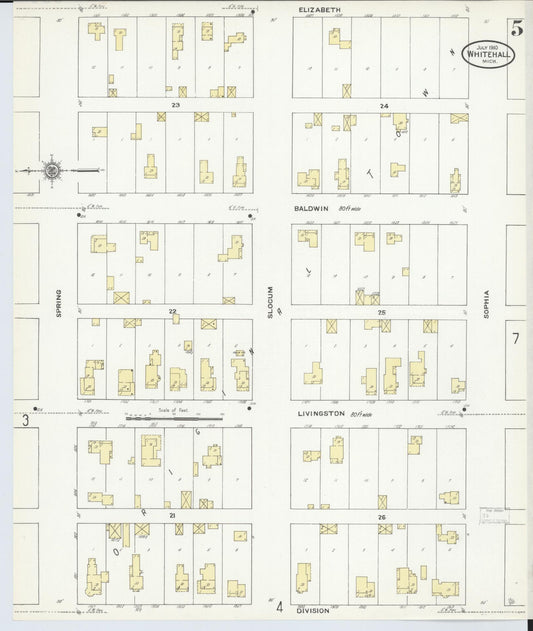 Sanborn Fire Insurance Map from Whitehall, Muskegon County, Michigan (1910), Sheet #0005 - Historic Sanborn Fire Insurance Map Print, vintage old map wall art, antique decor, genealogy gift, Michigan Michigan map