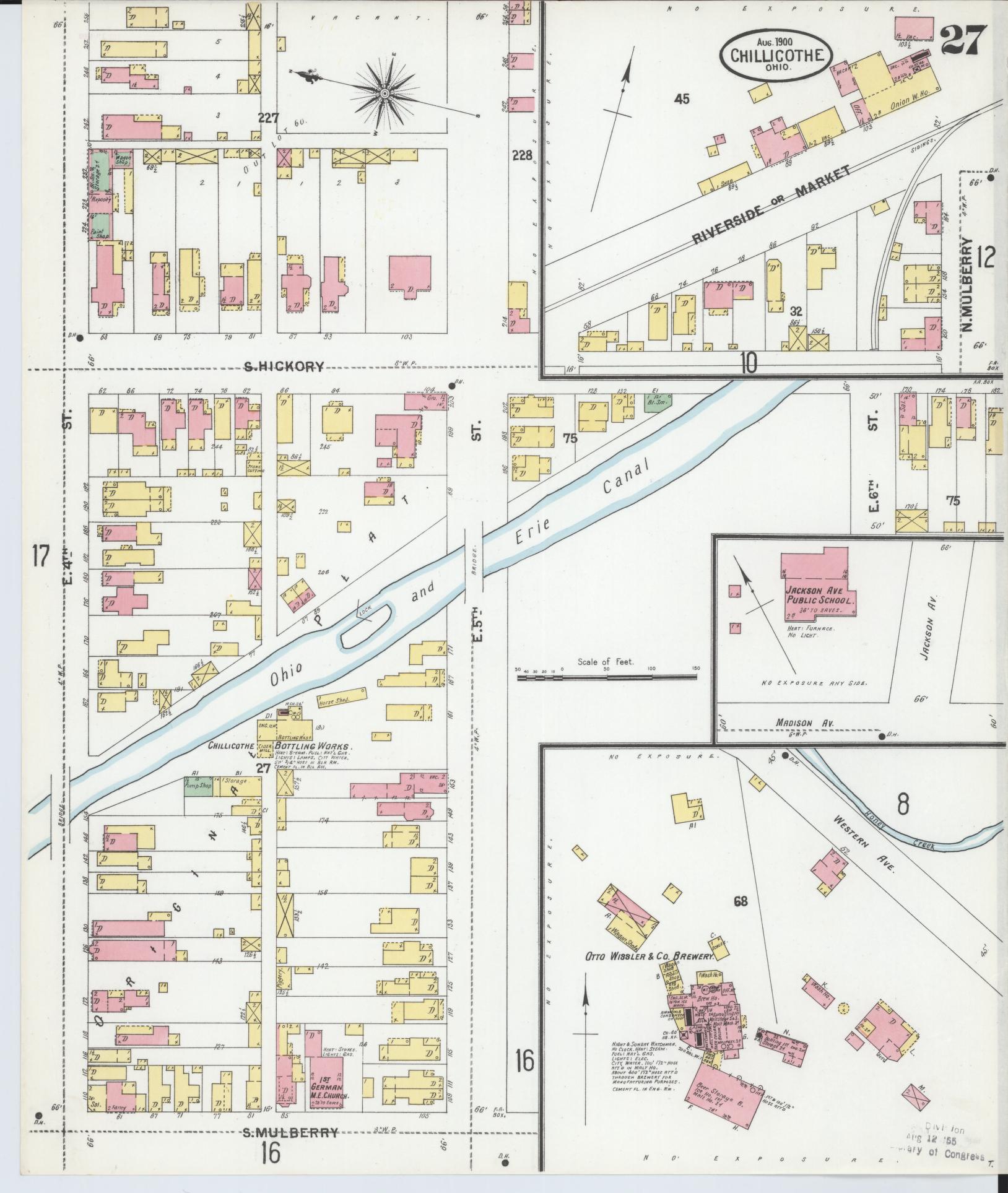 Sanborn Fire Insurance Map from Chillicothe, Ross County, Ohio (1900), Sheet #0027 - Historic Sanborn Fire Insurance Map Print, vintage old map wall art, antique decor, genealogy gift, Ohio Ohio map