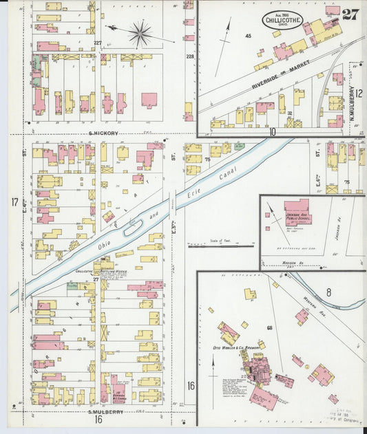 Sanborn Fire Insurance Map from Chillicothe, Ross County, Ohio (1900), Sheet #0027 - Historic Sanborn Fire Insurance Map Print, vintage old map wall art, antique decor, genealogy gift, Ohio Ohio map