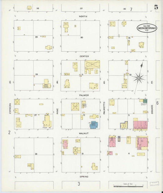 Sanborn Fire Insurance Map from Green Cove Springs, Clay County, Florida (1909), Sheet #0005 - Historic Sanborn Fire Insurance Map Print, vintage old map wall art, antique decor, genealogy gift, Florida Florida map