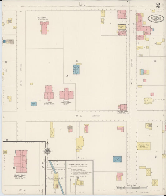 Sanborn Fire Insurance Map from Fillmore, Millard County, Utah (1917), Sheet #0002 - Historic Sanborn Fire Insurance Map Print, vintage old map wall art, antique decor, genealogy gift, Utah Utah map