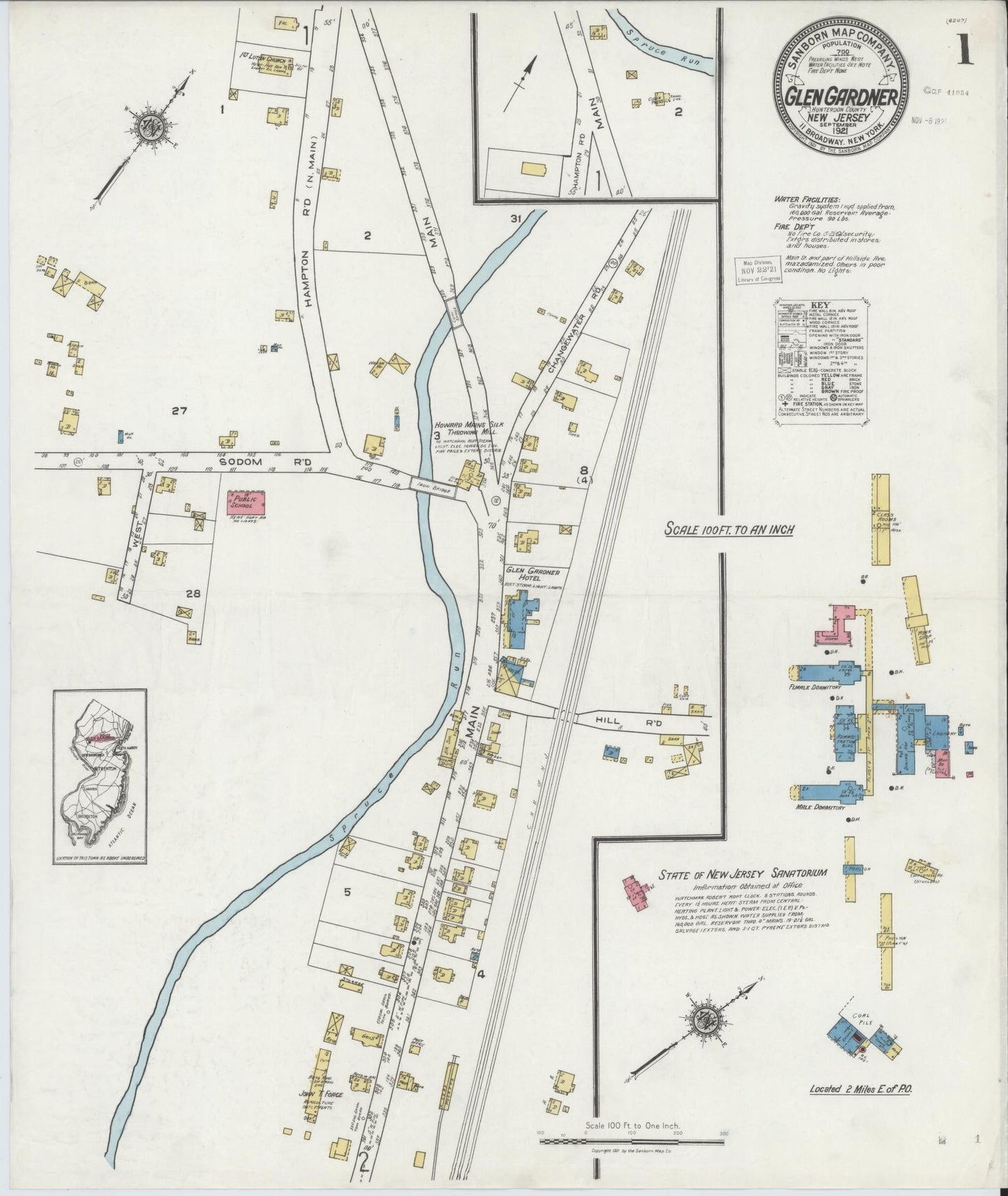 Sanborn Fire Insurance Map from Glen Gardner, Hunterdon County, New Jersey. (1921) – Historic Sanborn Fire Insurance Map Print