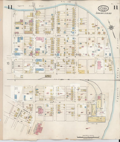 Sanborn Fire Insurance Map from Elkins, Randolph County, West Virginia (1950), Sheet #0011 - Complete Map Set gallery image, historic Sanborn map, vintage wall art, West Virginia West Virginia