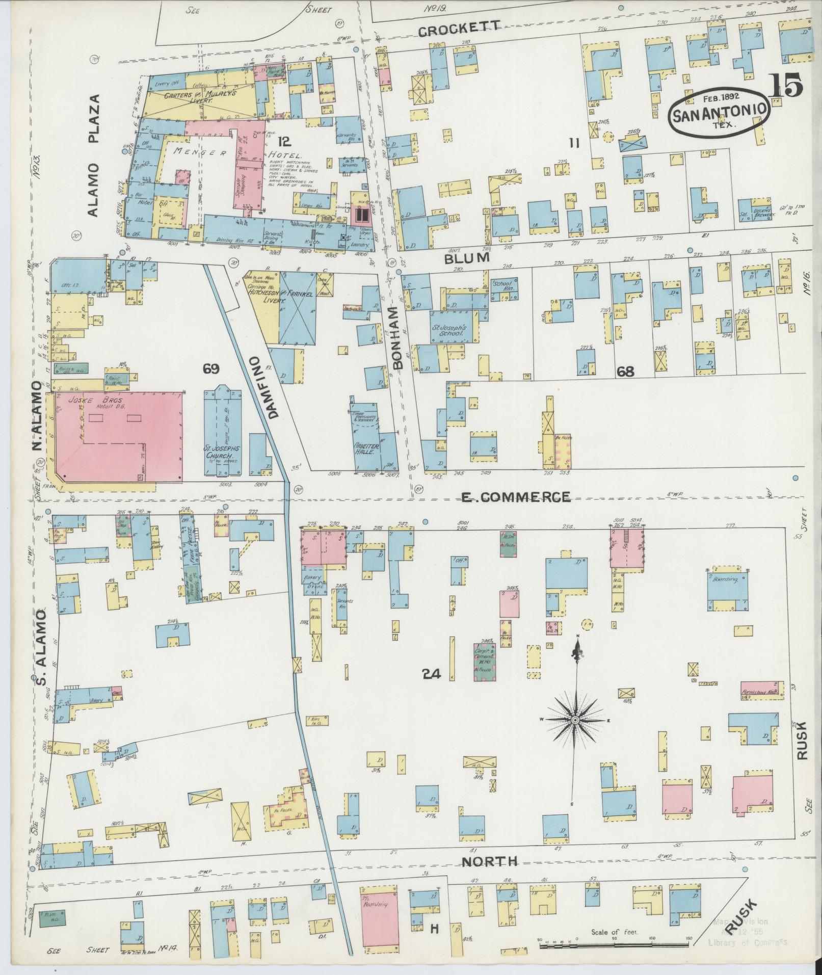 Sanborn Fire Insurance Map from San Antonio, Bexar County, Texas. (1892), Sheet 15 – Historic Sanborn Fire Insurance Map Print