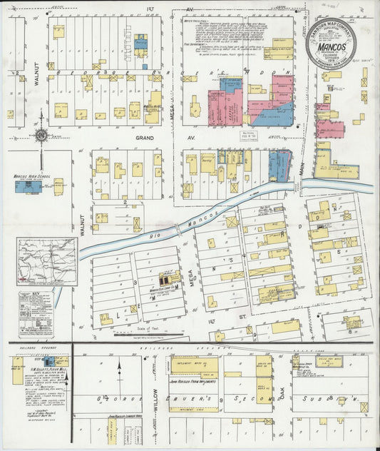 Sanborn Fire Insurance Map from Mancos, Montezuma County, Colorado (1919), Sheet #0001 - Historic Sanborn Fire Insurance Map Print, vintage old map wall art, antique decor, genealogy gift, Colorado Colorado map
