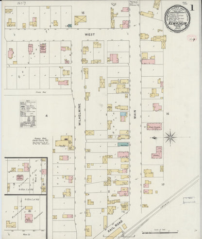 Sanborn Fire Insurance Map from Kewaskum, Washington County, Wisconsin (1894), Sheet #0001 - Historic Sanborn Fire Insurance Map Print, vintage old map wall art, antique decor, genealogy gift, Wisconsin Wisconsin map