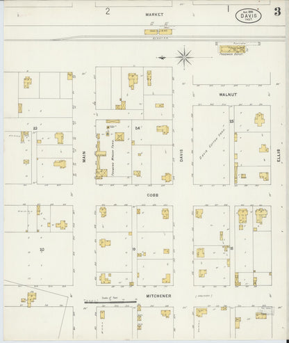 Sanborn Fire Insurance Map from Davis, Murray County, Oklahoma (1898), Sheet #0003 - Complete Map Set gallery image, historic Sanborn map, vintage wall art, Oklahoma Oklahoma