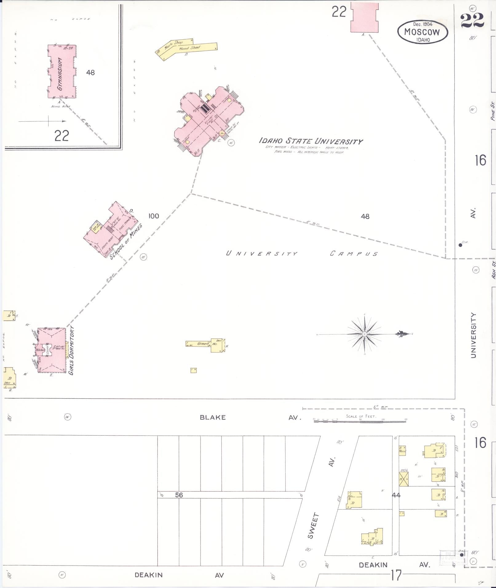 Sanborn Fire Insurance Map from Moscow, Latah County, Idaho (1904), Sheet #0022 - Complete Map Set gallery image, historic Sanborn map, vintage wall art, Idaho Idaho
