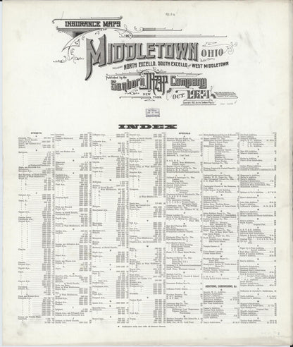 Sanborn Fire Insurance Map from Middletown, Butler County, Ohio (1924), Sheet #0001 - Historic Sanborn Fire Insurance Map Print, vintage old map wall art, antique decor, genealogy gift, Ohio Ohio map