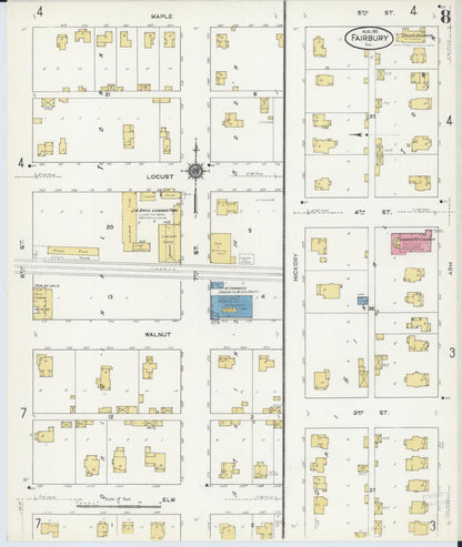 Sanborn Fire Insurance Map from Fairbury, Livingston County, Illinois (1911), Sheet #0008 - Complete Map Set gallery image, historic Sanborn map, vintage wall art, Illinois Illinois