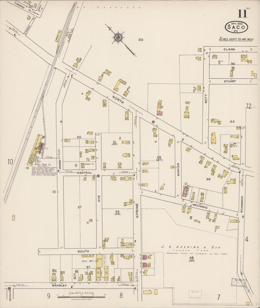 Sanborn Fire Insurance Map from Saco, York County, Maine (1922), Sheet #0011 - Historic Sanborn Fire Insurance Map Print, vintage old map wall art, antique decor, genealogy gift, Maine Maine map