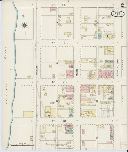 Sanborn Fire Insurance Map from Lacon, Marshall County, Illinois (1888), Sheet #0002 - Complete Map Set gallery image, historic Sanborn map, vintage wall art, Illinois Illinois