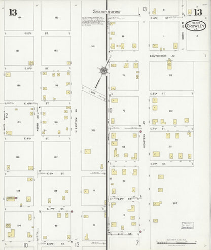 Sanborn Fire Insurance Map from Crowley, Acadia Parish, Louisiana (1925), Sheet #0013 - Complete Map Set gallery image, historic Sanborn map, vintage wall art, Louisiana Louisiana