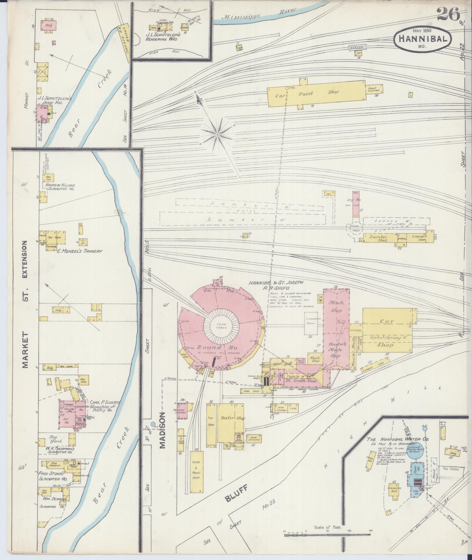 Sanborn Fire Insurance Map from Hannibal, Marion County, Missouri (1890), Sheet #0026 - Complete Map Set gallery image, historic Sanborn map, vintage wall art, Missouri Missouri