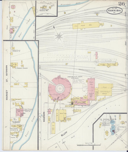 Sanborn Fire Insurance Map from Hannibal, Marion County, Missouri (1890), Sheet #0026 - Complete Map Set gallery image, historic Sanborn map, vintage wall art, Missouri Missouri