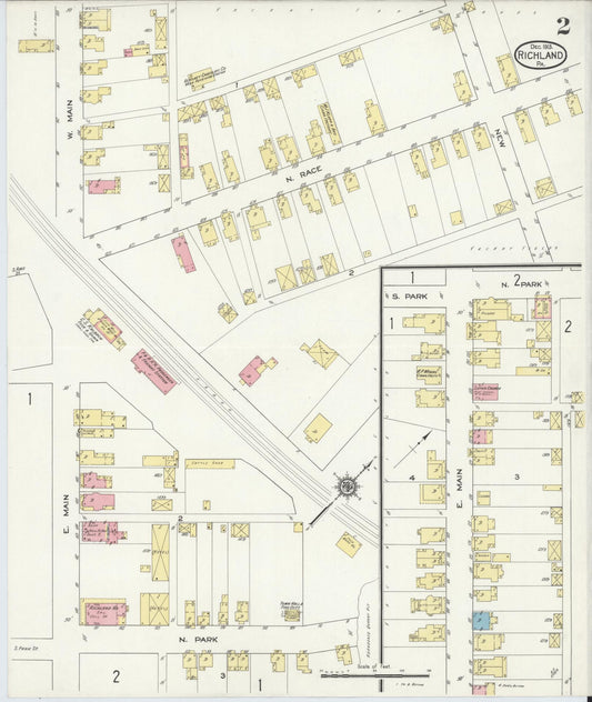 Sanborn Fire Insurance Map from Richland, Lebanon County, Pennsylvania (1913), Sheet #0002 - Historic Sanborn Fire Insurance Map Print, vintage old map wall art, antique decor, genealogy gift, Pennsylvania Pennsylvania map