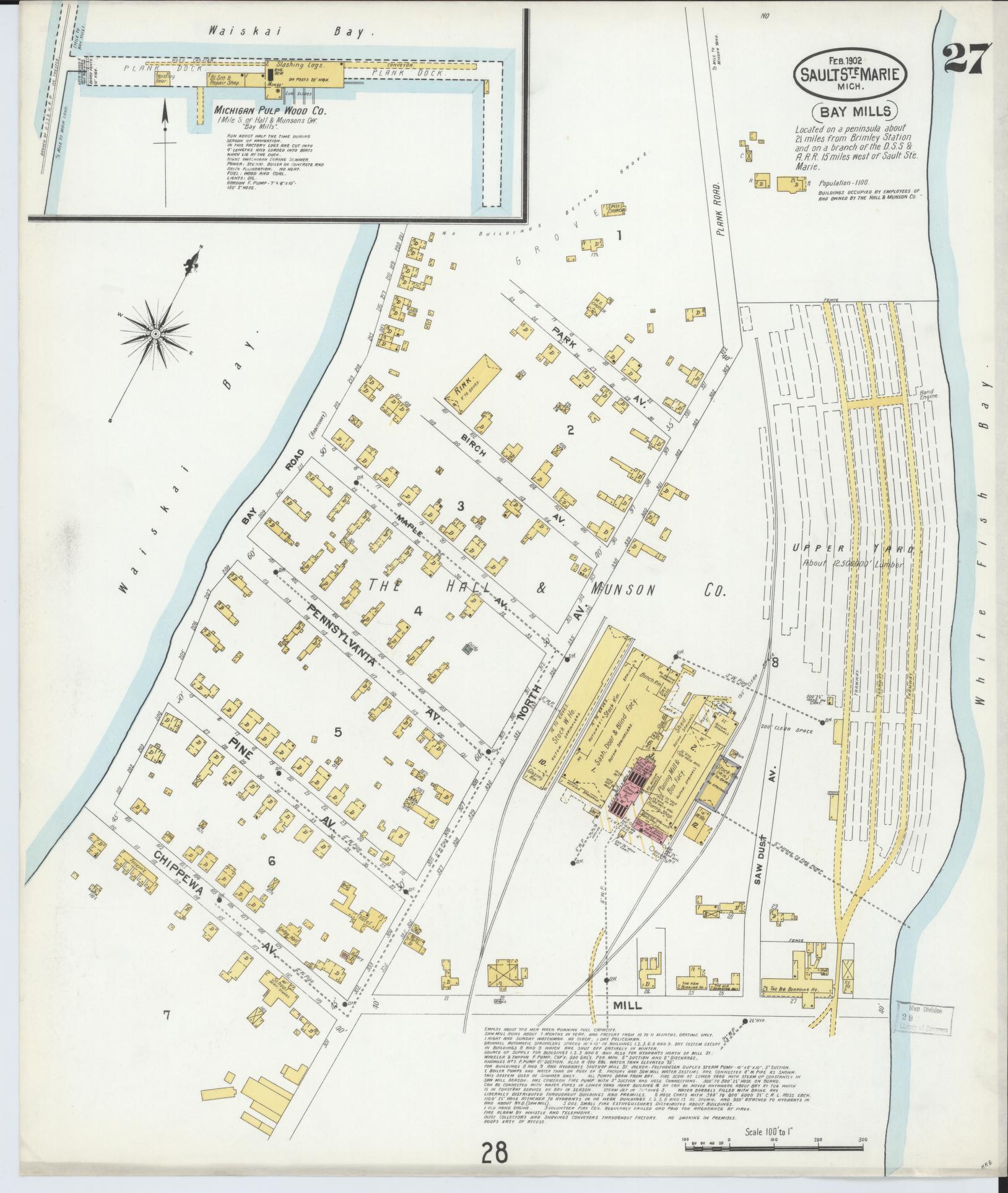 Sanborn Fire Insurance Map from Sault Sainte Marie, Chippewa County, Michigan (1902), Sheet #0027 - Complete Map Set gallery image, historic Sanborn map, vintage wall art, Michigan Michigan