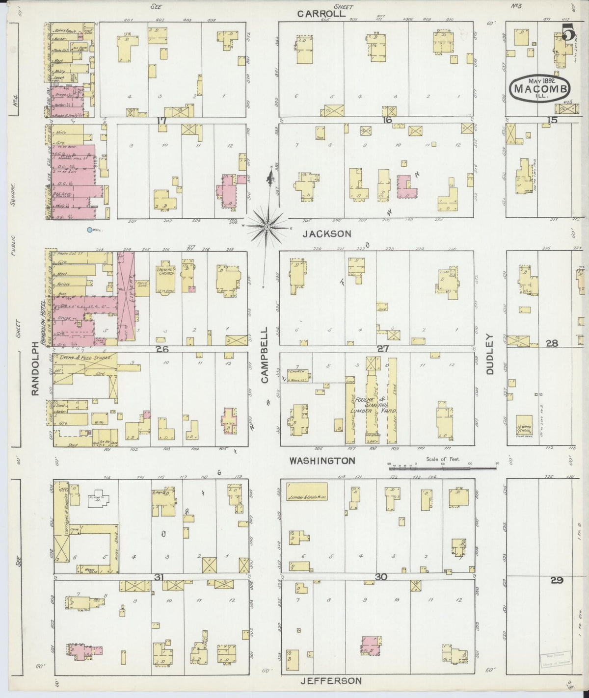 Sanborn Fire Insurance Map from Macomb, Mcdonough County, Illinois (1892), Sheet #0005 - Historic Sanborn Fire Insurance Map Print, vintage old map wall art, antique decor, genealogy gift, Illinois Illinois map