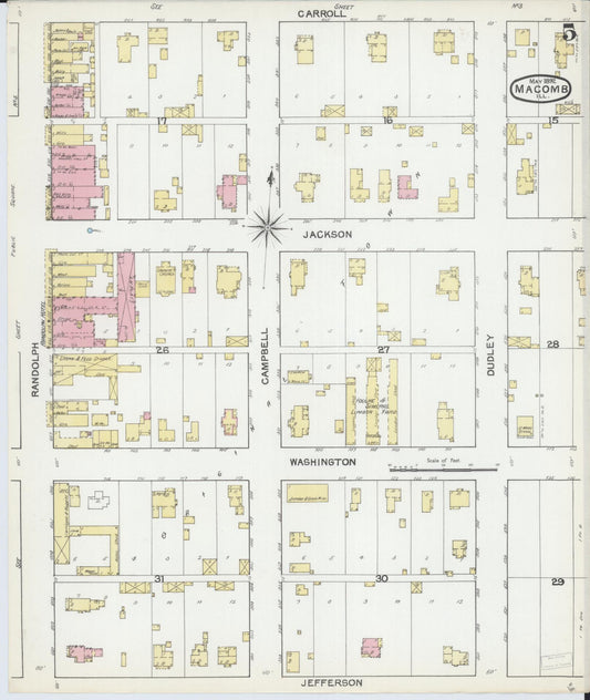 Sanborn Fire Insurance Map from Macomb, Mcdonough County, Illinois (1892), Sheet #0005 - Historic Sanborn Fire Insurance Map Print, vintage old map wall art, antique decor, genealogy gift, Illinois Illinois map