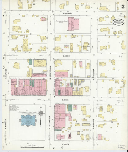 Sanborn Fire Insurance Map from Rockville, Parke County, Indiana (1910), Sheet #0003 - Complete Map Set gallery image, historic Sanborn map, vintage wall art, Indiana Indiana