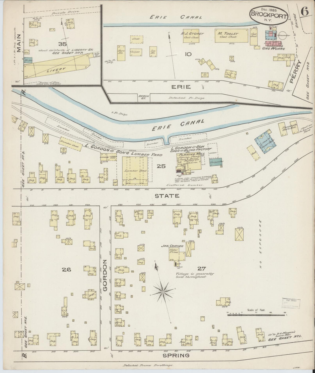 Sanborn Fire Insurance Map from Brockport, Monroe County, New York (1885), Sheet #0006 - Complete Map Set gallery image, historic Sanborn map, vintage wall art, New York New York