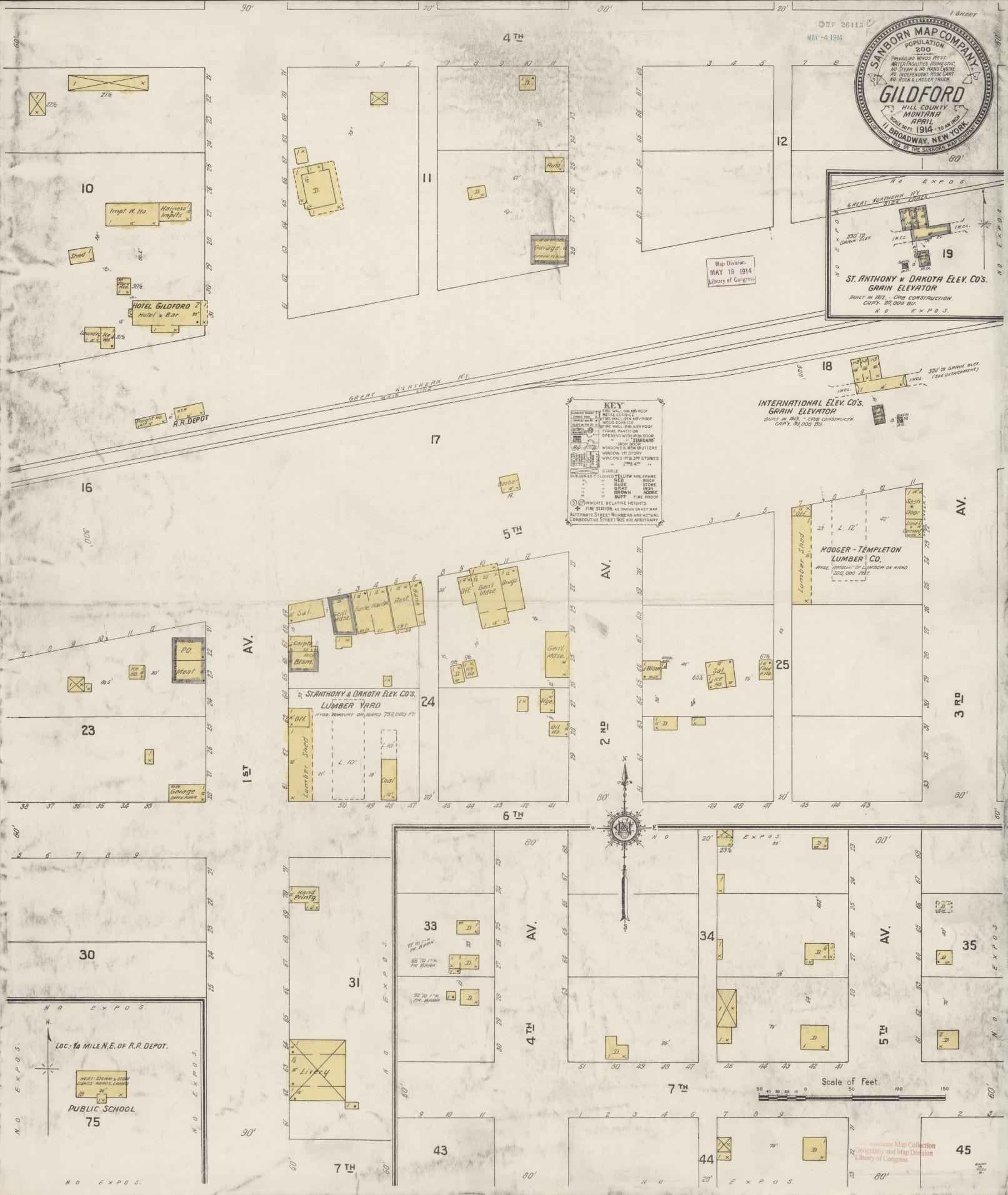 Sanborn Fire Insurance Map from Gildford, Hill County, Montana. (1914) – Historic Sanborn Fire Insurance Map Print
