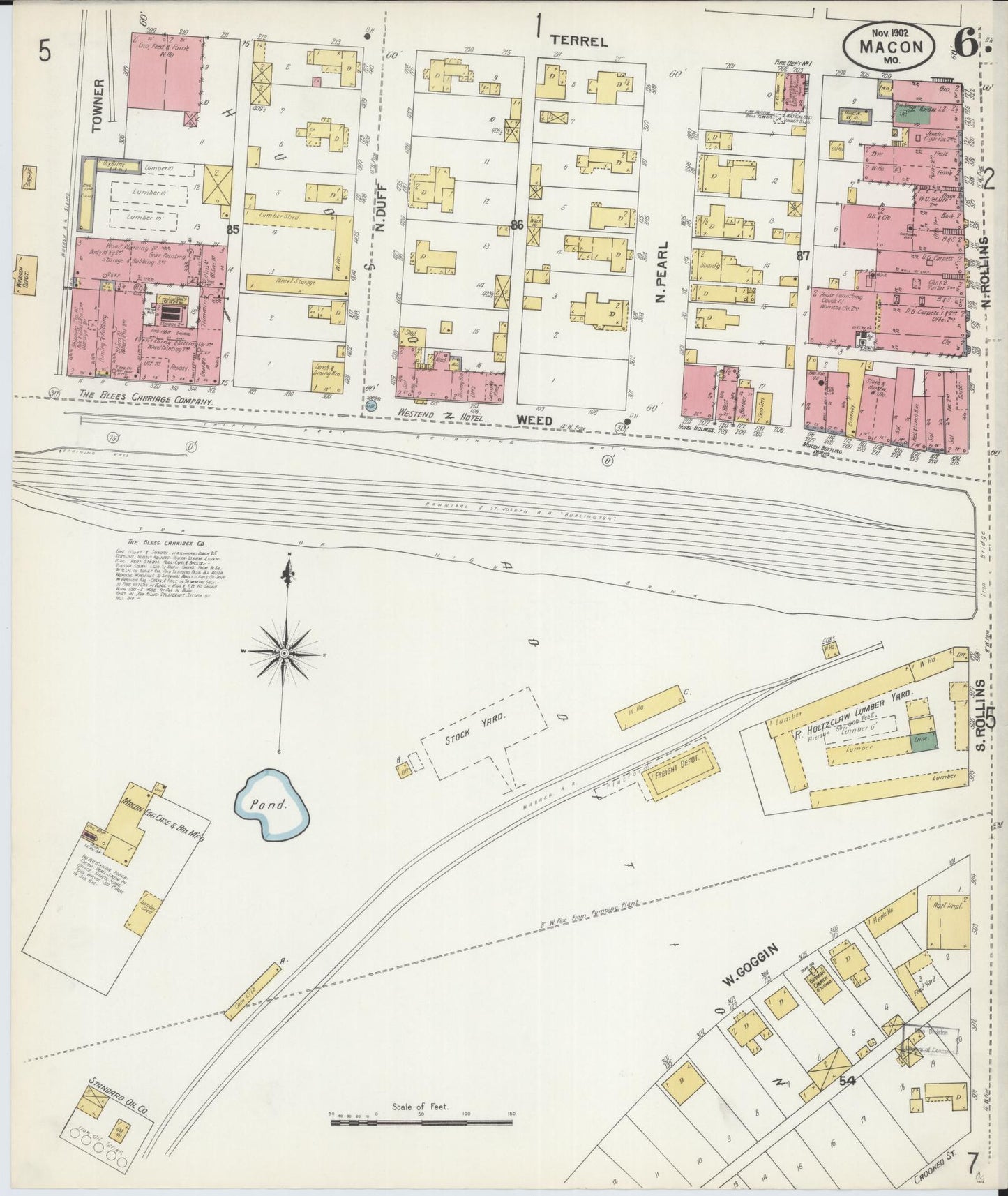 Sanborn Fire Insurance Map from Macon, Macon County, Missouri (1902), Sheet #0006 - Complete Map Set gallery image, historic Sanborn map, vintage wall art, Missouri Missouri