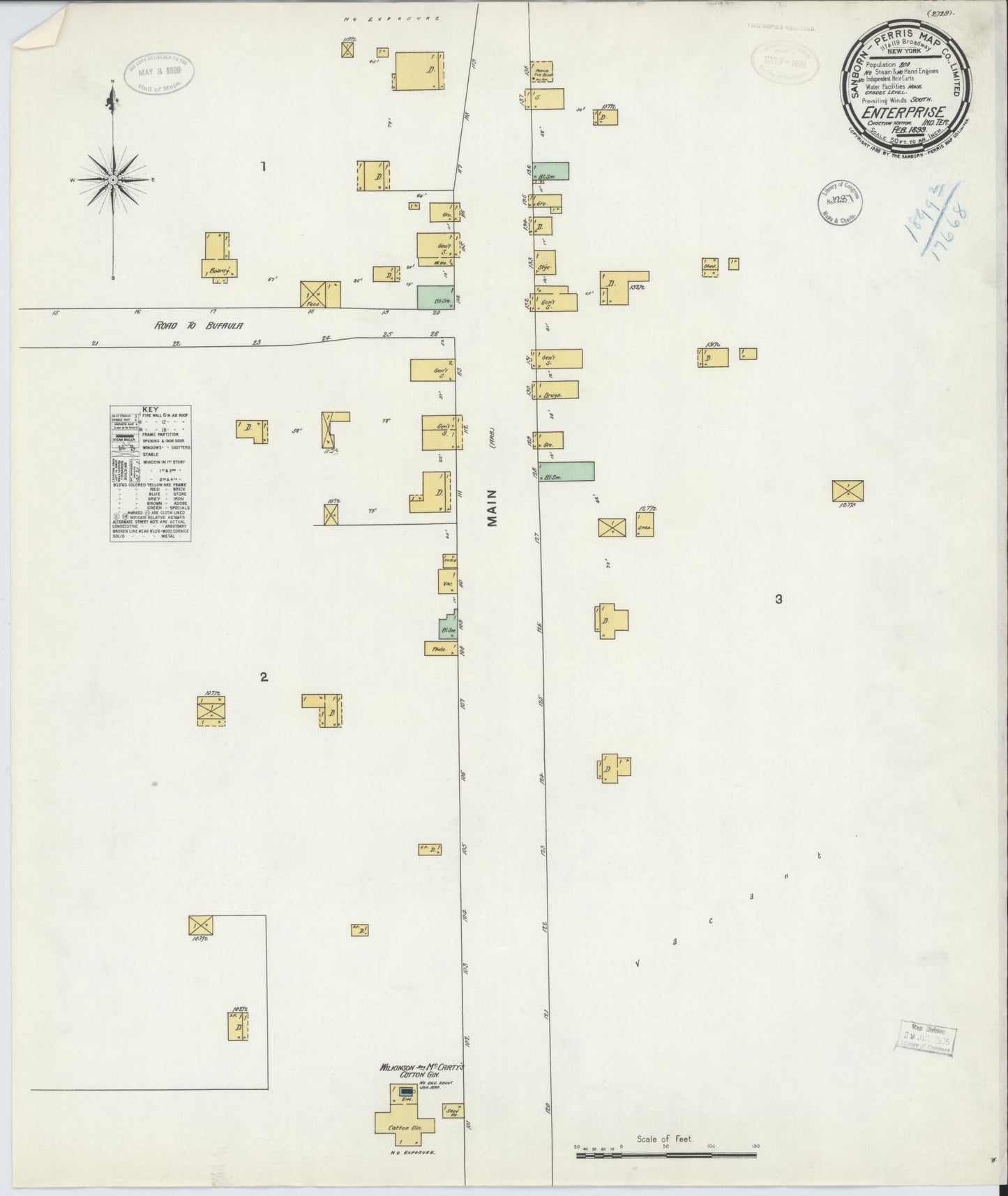 Sanborn Fire Insurance Map from Enterprise, Haskell County, Oklahoma (1899), Sheet #0001 - Historic Sanborn Fire Insurance Map Print, vintage old map wall art, antique decor, genealogy gift, Oklahoma Oklahoma map