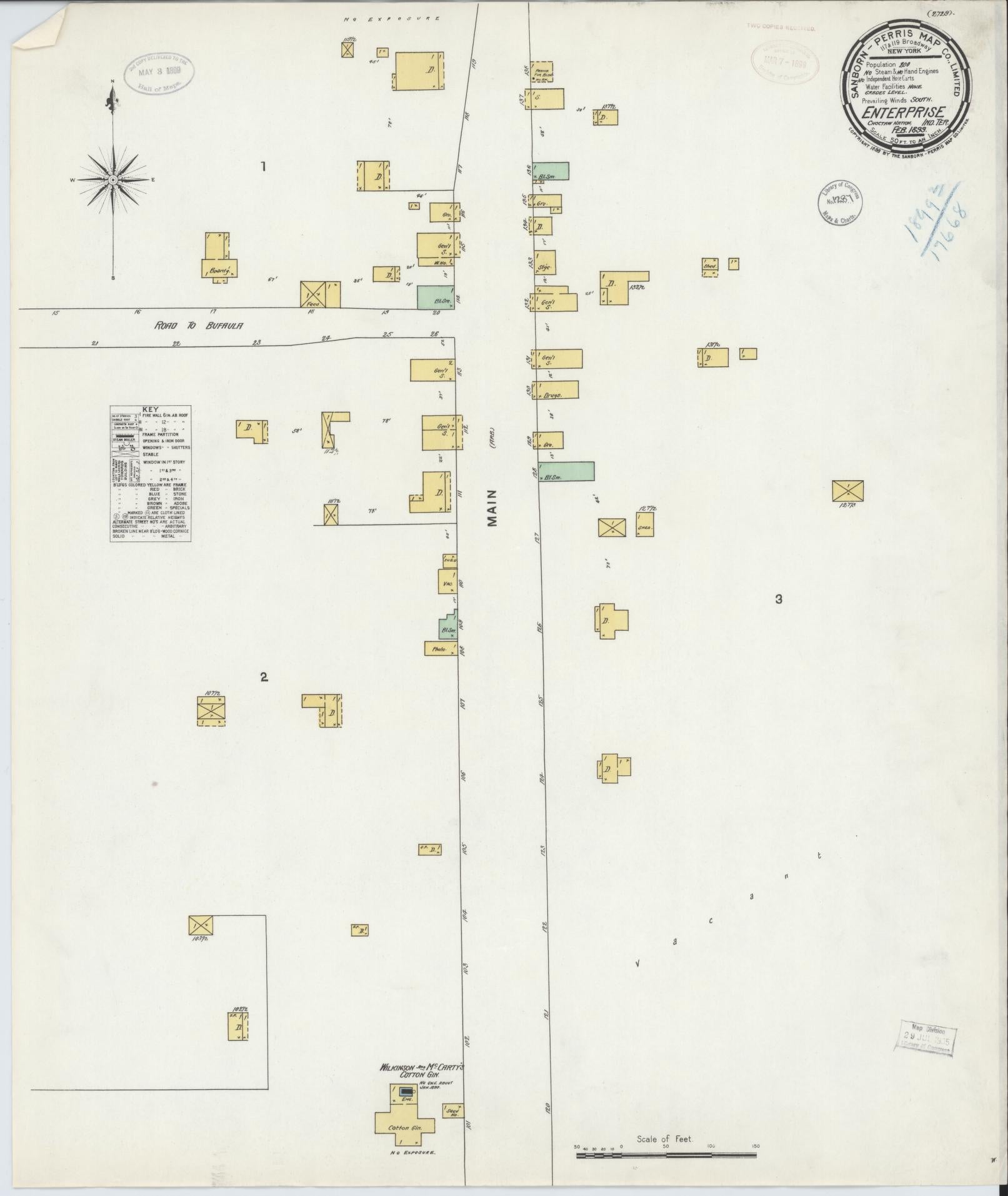 Sanborn Fire Insurance Map from Enterprise, Haskell County, Oklahoma (1899), Sheet #0001 - Historic Sanborn Fire Insurance Map Print, vintage old map wall art, antique decor, genealogy gift, Oklahoma Oklahoma map
