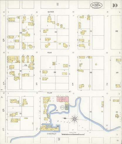 Sanborn Fire Insurance Map from Olympia, Thurston County, Washington (1908), Sheet #0010 - Complete Map Set gallery image, historic Sanborn map, vintage wall art, Washington Washington