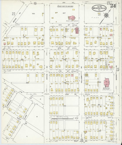Sanborn Fire Insurance Map from Wichita Falls, Wichita County, Texas (1915), Sheet #0024 - Complete Map Set gallery image, historic Sanborn map, vintage wall art, Texas Texas