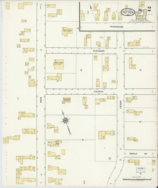 Sanborn Fire Insurance Map from Patten, Penobscot County, Maine (1917), Sheet #0002 - Historic Sanborn Fire Insurance Map Print, vintage old map wall art, antique decor, genealogy gift, Maine Maine map