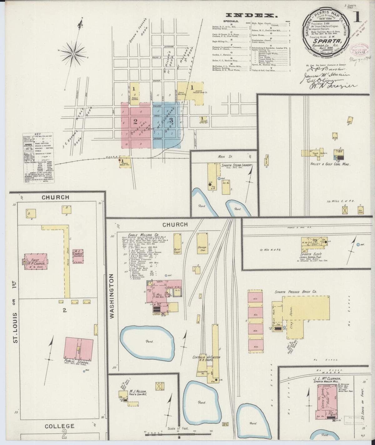 Sanborn Fire Insurance Map from Sparta, Randolph County, Illinois (1894), Sheet #0001 - Complete Map Set gallery image, historic Sanborn map, vintage wall art, Illinois Illinois