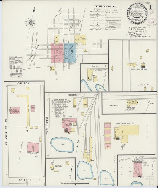 Sanborn Fire Insurance Map from Sparta, Randolph County, Illinois (1894), Sheet #0001 - Complete Map Set gallery image, historic Sanborn map, vintage wall art, Illinois Illinois