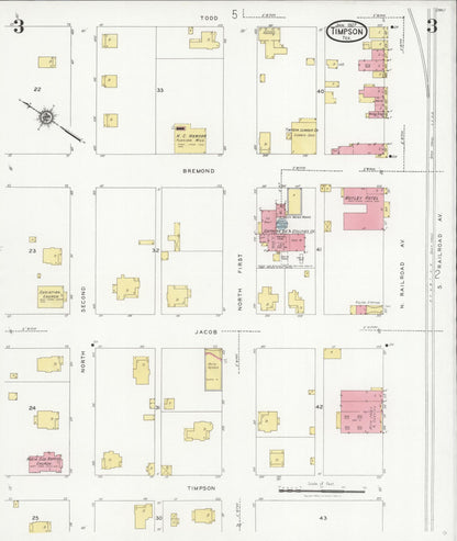Sanborn Fire Insurance Map from Timpson, Shelby County, Texas (1927), Sheet #0003 - Historic Sanborn Fire Insurance Map Print, vintage old map wall art, antique decor, genealogy gift, Texas Texas map