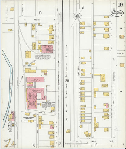 Sanborn Fire Insurance Map from Washington, Washington County, Pennsylvania (1900), Sheet #0019 - Complete Map Set gallery image, historic Sanborn map, vintage wall art, Pennsylvania Pennsylvania