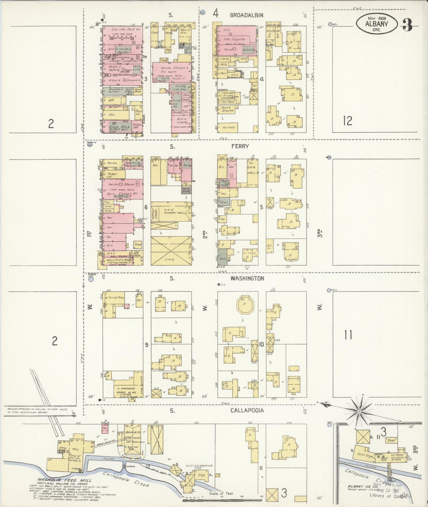 Sanborn Fire Insurance Map from Albany, Linn County, Oregon (1908), Sheet #0003 - Complete Map Set gallery image, historic Sanborn map, vintage wall art, Oregon Oregon