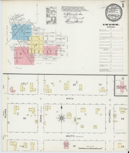 Sanborn Fire Insurance Map from Humboldt, Gibson County, Tennessee (1891), Sheet #0001 - Complete Map Set gallery image, historic Sanborn map, vintage wall art, Tennessee Tennessee