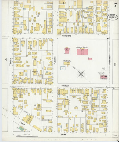 Sanborn Fire Insurance Map from Key West, Monroe County, Florida (1899), Sheet #0007 - Complete Map Set gallery image, historic Sanborn map, vintage wall art, Florida Florida