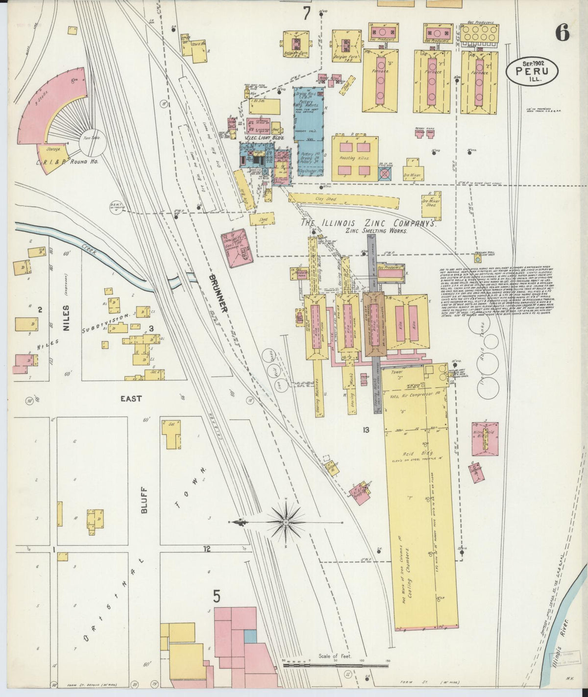 Sanborn Fire Insurance Map from Peru, La Salle County, Illinois (1902), Sheet #0006 - Historic Sanborn Fire Insurance Map Print, vintage old map wall art, antique decor, genealogy gift, Illinois Illinois map